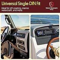 Vista 7 de Pyle Marine Bluetooth Estéreo Radio - Sistema de Receptor de Radio para Barco de 12v, Estilo DIN Único, Integrado en el Salpicadero, con Micrófono