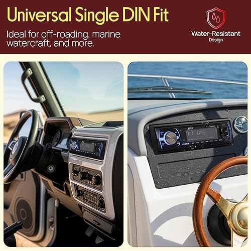 Miniatura 7 de Pyle Marine Bluetooth Estéreo Radio - Sistema de Receptor de Radio para Barco de 12v, Estilo DIN Único, Integrado en el Salpicadero, con Micrófono