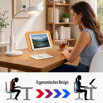 Wooden Book Stand Height Adjustable up to 39 cm 360° Rotating Reading Stand Foldable Ergonomic Book Holder for Cookbook Thick Books Tablet Laptop Magazines Recipe Holder with Side Clips