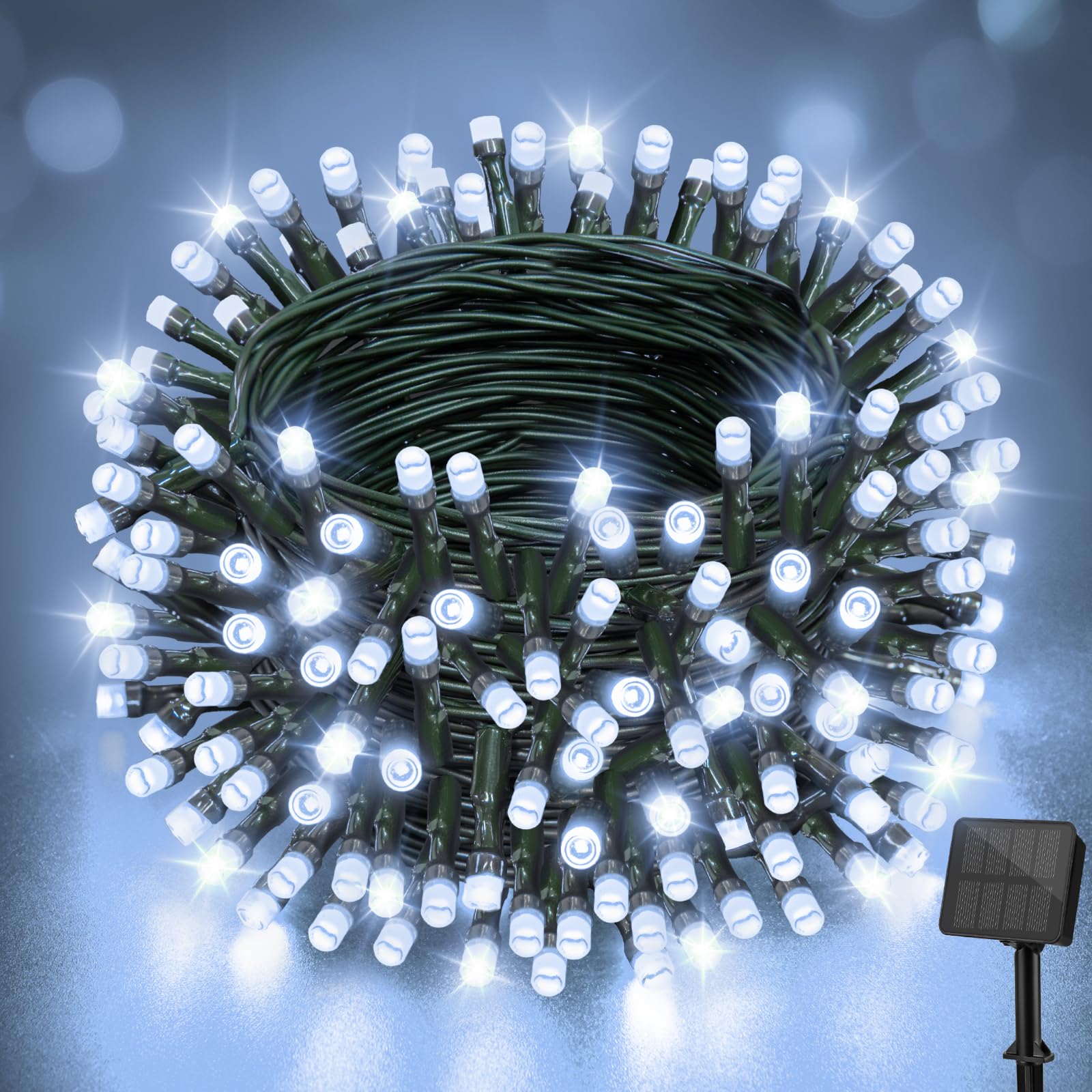 Joolivo Solar Lights Outdoor Garden, 12M/40FT 120 LED Solar String Lights Waterproof, 8 Modes Solar Powered Fairy Lights for Tree Patio Yard Party Garden Terrace Decorations Cool White