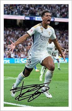 RJR PRINTS Jude Bellingham - Real Madrid Signed 12x8 Inch Photo Print Pre Printed Signature Autograph Football Gift