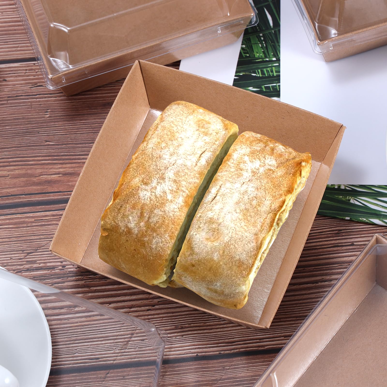 100 cajas de embutidos con tapas, color marrón 011