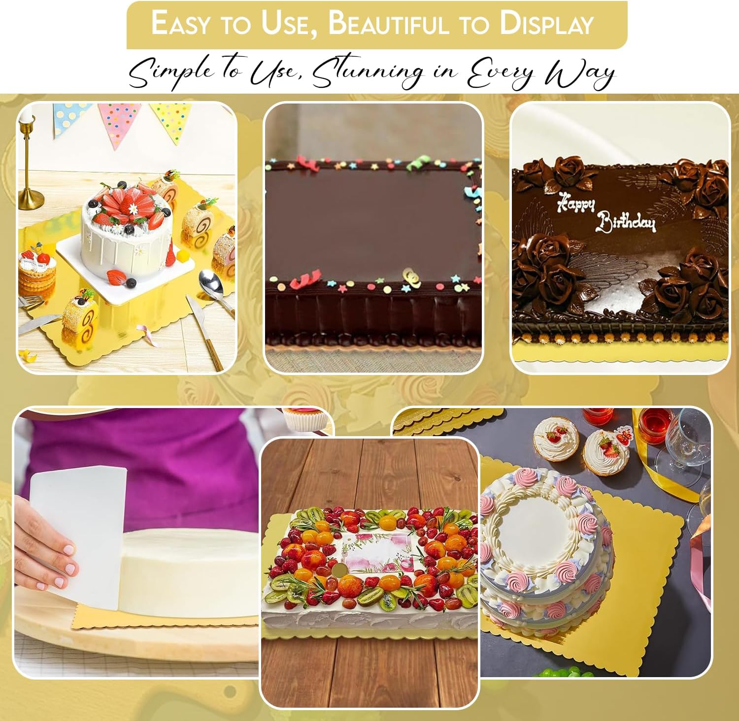 Round Thick Gold, 14x10 Cake Boards, Sturdy Cardboard Cake Base for Women’s Day, Spring & Easter Baking, Food-Grade White Round Cake Bottom Boards