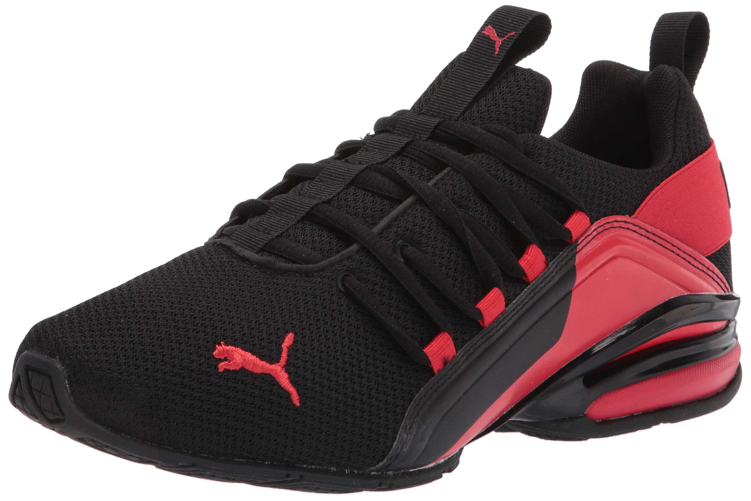 PUMA mens Axelion Running Shoe, Black/High Risk Red, 13 Wide US