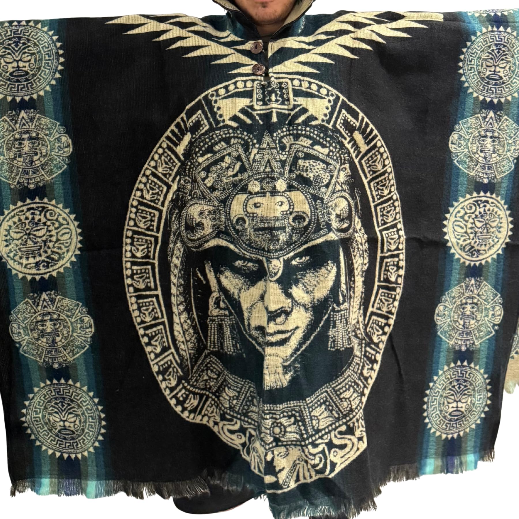 Gamboa Alpaka Wolle Poncho Herren Decke Ponchos Kapuze Cape Pancho Männer Mexikanischer Wollponcho Winter Cowboy Hippie Jacke