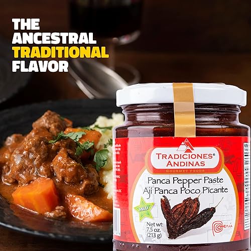 Miniatura 5 de Tradiciones Andinas Pasta de pimienta Panca ligeramente picante 7.5 oz - Pasta de Aji Panca Poco Picante, productos peruanos de chile suave, salsa