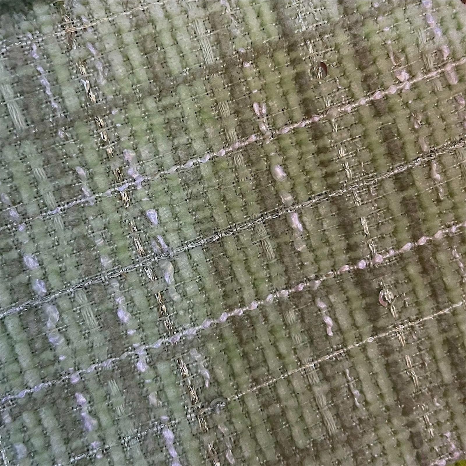 Tissu en tweed, Cekinowa tkanina poliestrowa tweedowa wielokolorowa 100 cm x 148 do szycia kamizelki płaszczowej i spódnicowej(Grass Green)