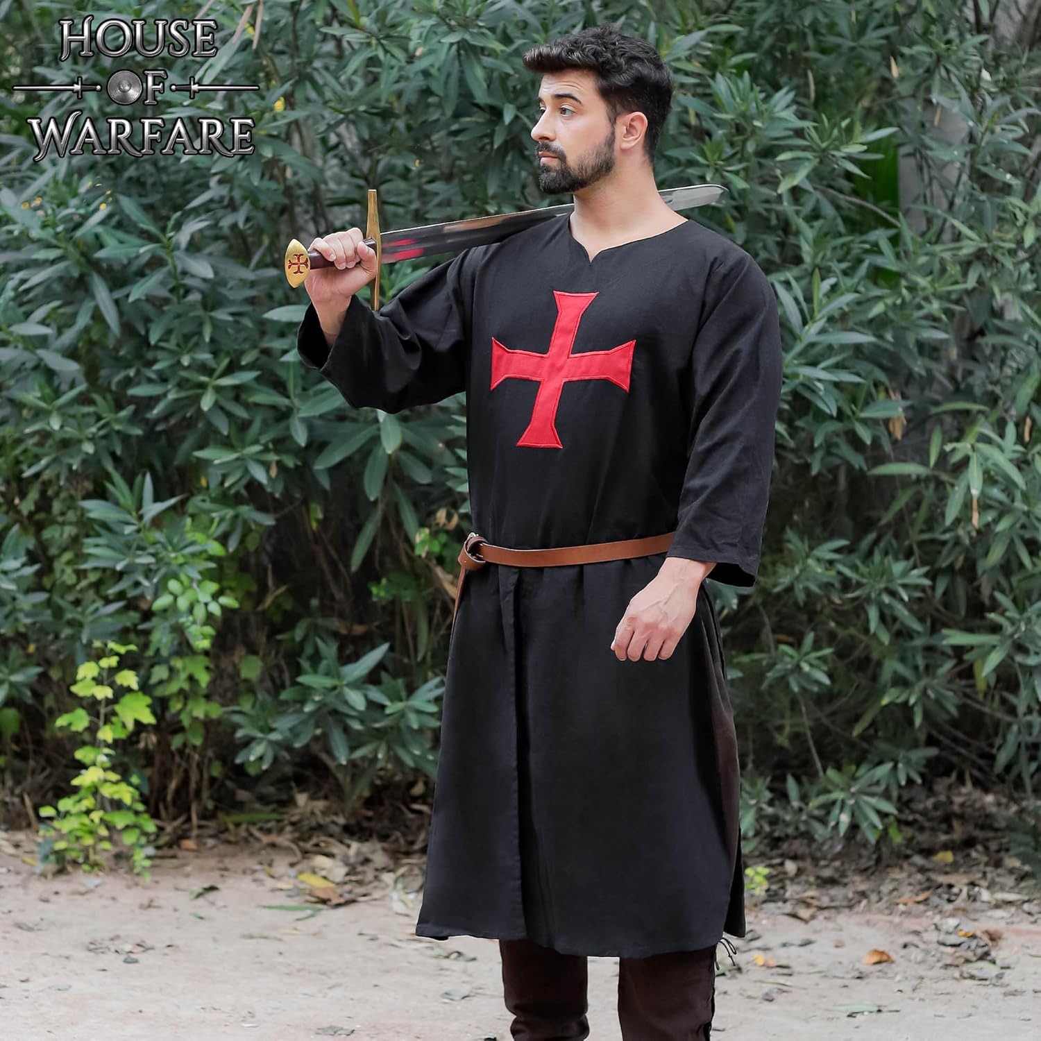 Men's Crusader Tabard Costume - Medieval Knight Renaissance Warrior Tunic, 100% Cotton for LARP, Cosplay