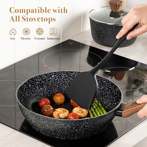 Miniatura 6 de PekGema Juego de utensilios de cocina de cerámica, ollas y sartenes antiadherentes, no tóxico, saludable, antiadherente, utensilios de cocina de