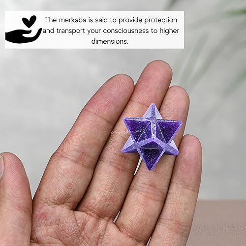 Miniatura 78 de Amazing Gemstone Larvikite Merkaba Crystal – Estrella de Merkaba metafísica de 1 pulgada para meditación – Cristal tetraedro energético y piedras