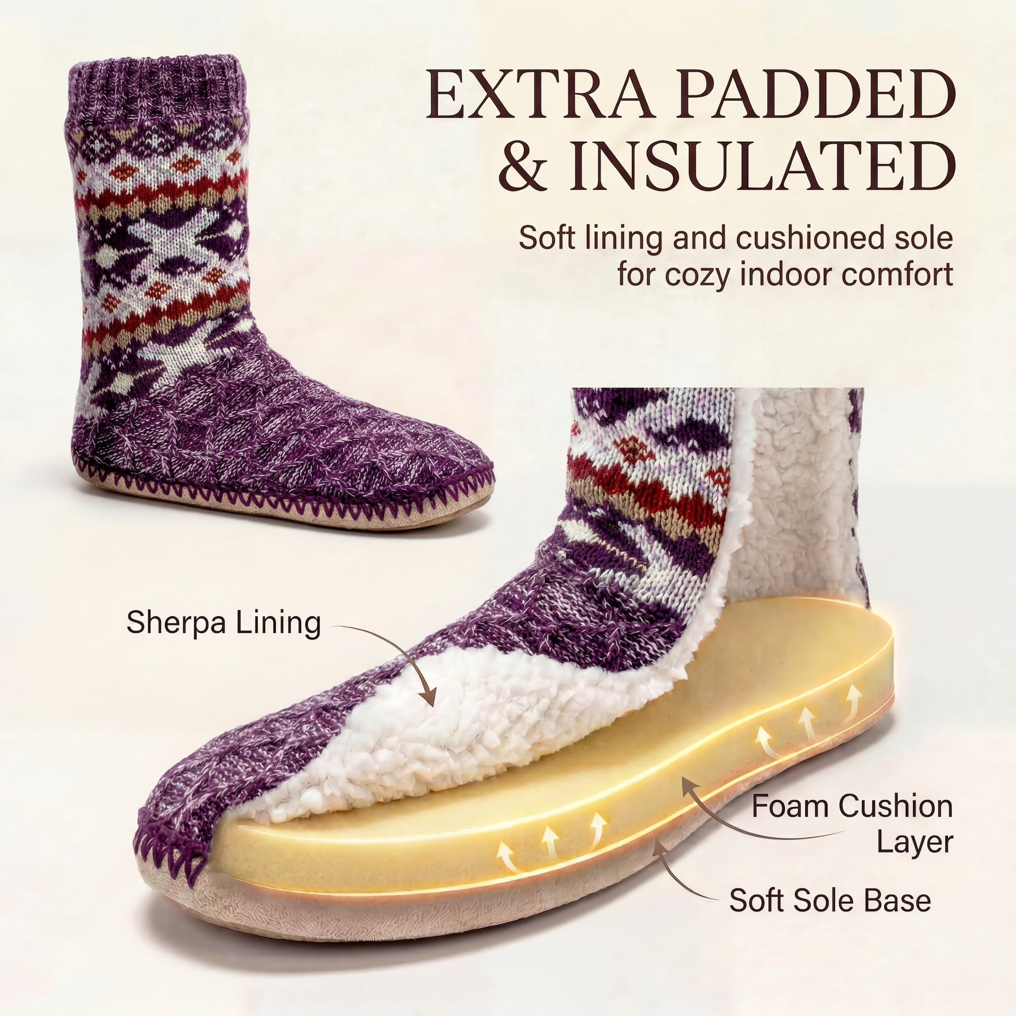 cosyone1997 Calcetines para mujer, botas cálidas y mullidas, zapatos de interior esponjosos de invierno, regalos de Navidad únicos