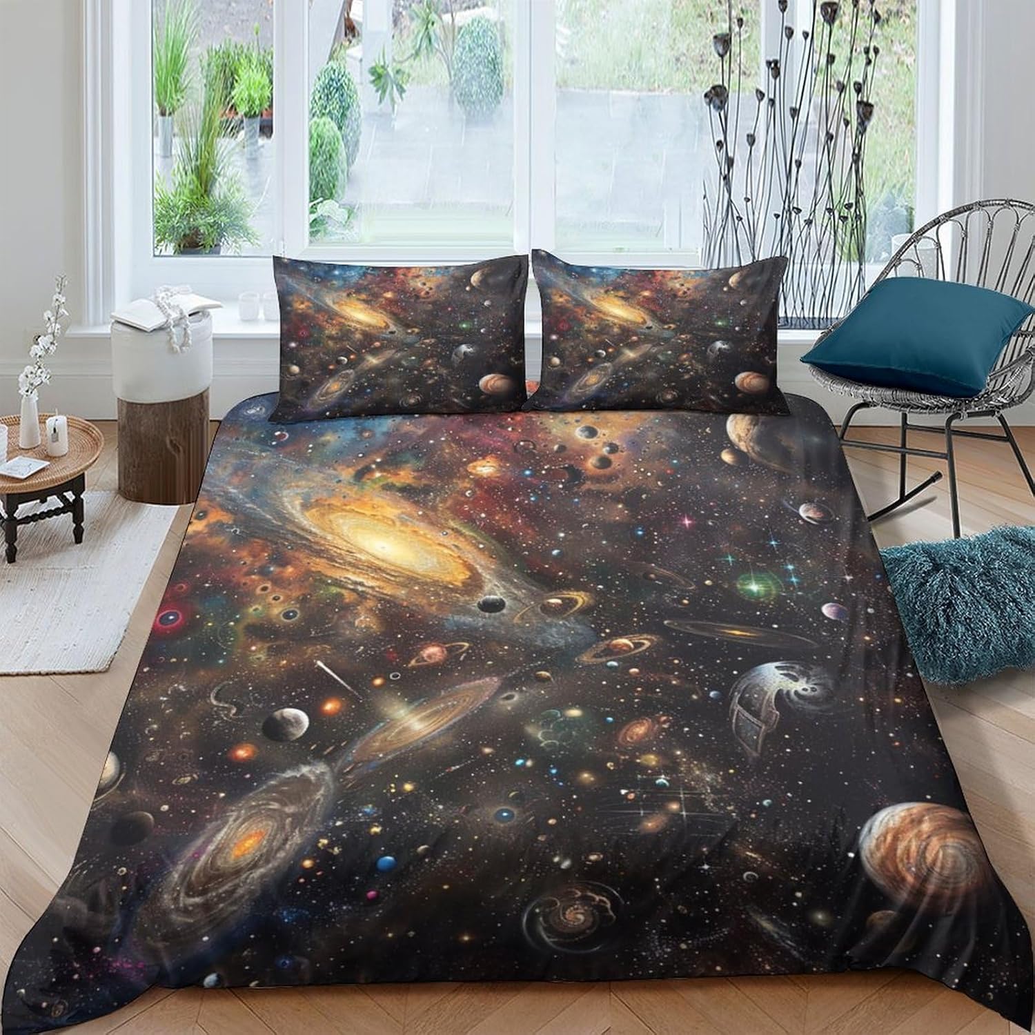 Housse de couette Voie Lactée 240X220 pour lit enfant fille garçon et ado motif espace