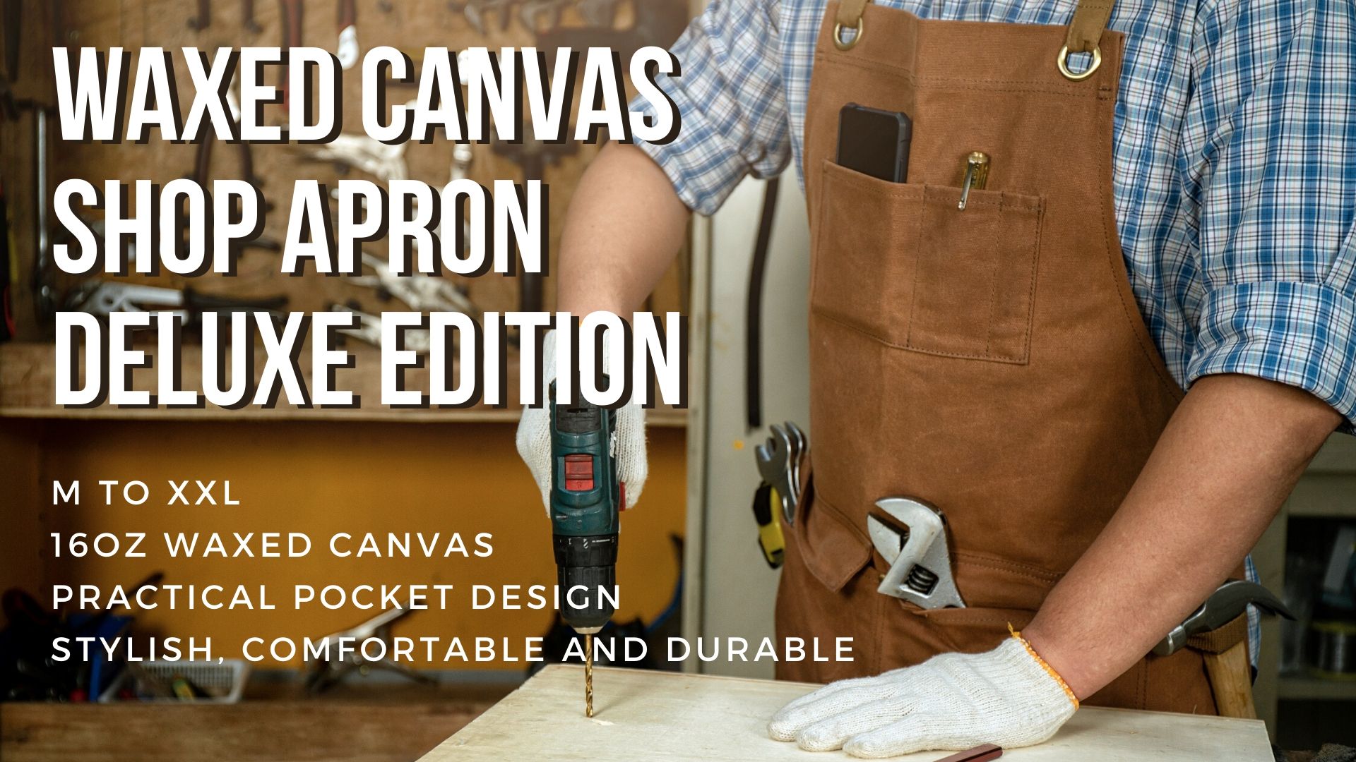 Tablier De Travail Avec 9 Poches à Outils Magnétiques – Toile Cirée Imperméable – Pour Menuisier, Mécanicien, Bricoleur