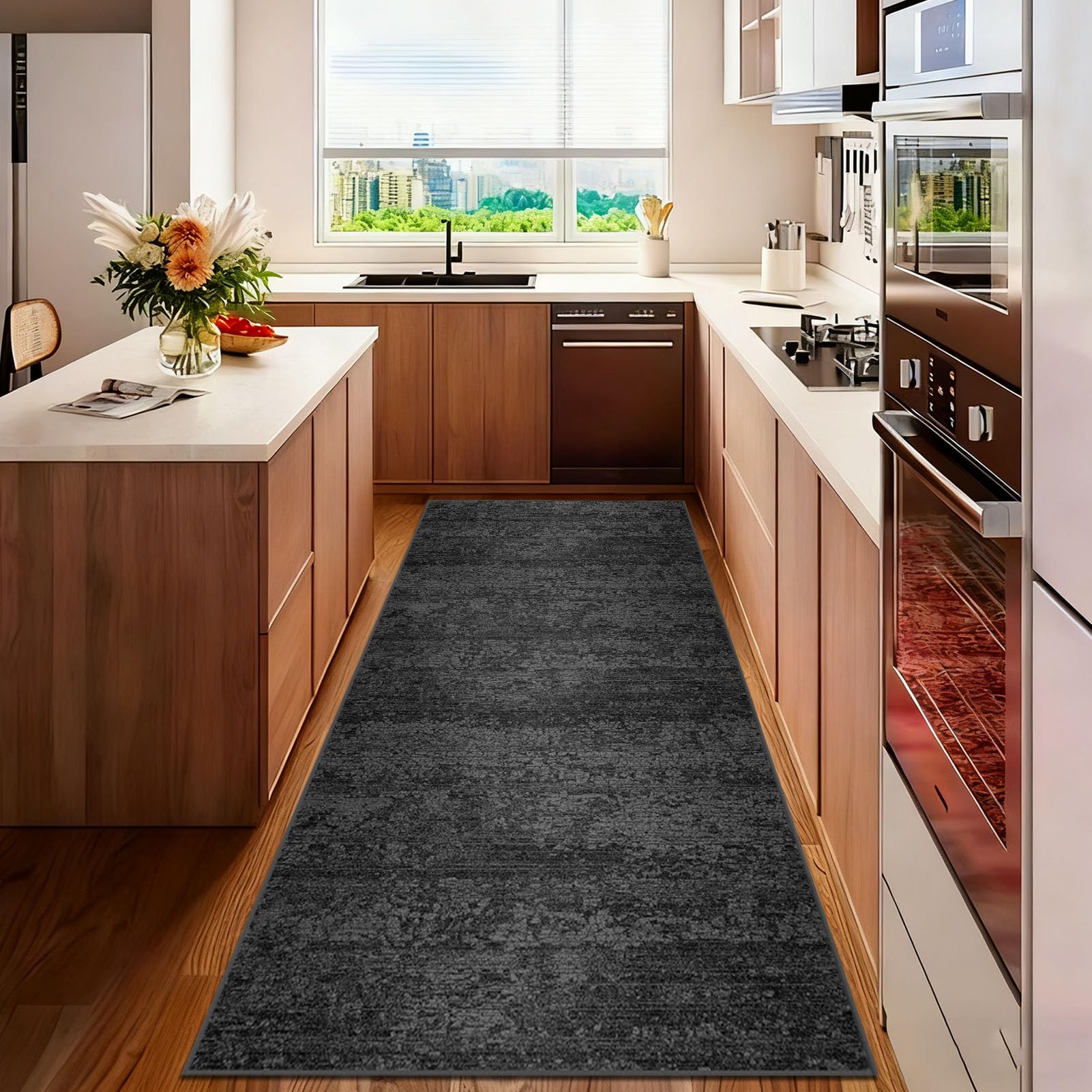 Tapis de couloir 120 x 450 cm Slish en poils courts pour entrée raffinée
