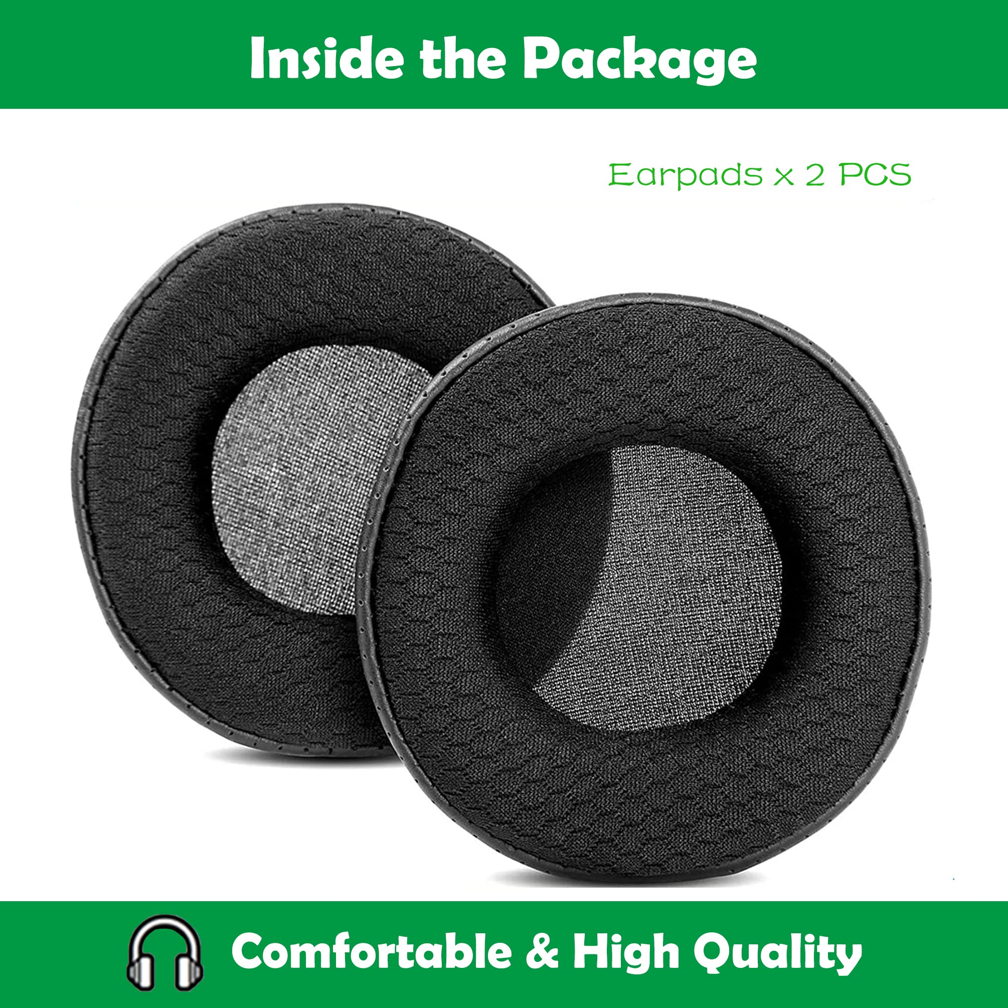 ACCOUTA Breathable Replacement Earpads for Sony MDR-V1/2/3/4/5 Headphones, Black, Fabric/Protein Leather with Memory Foam 3