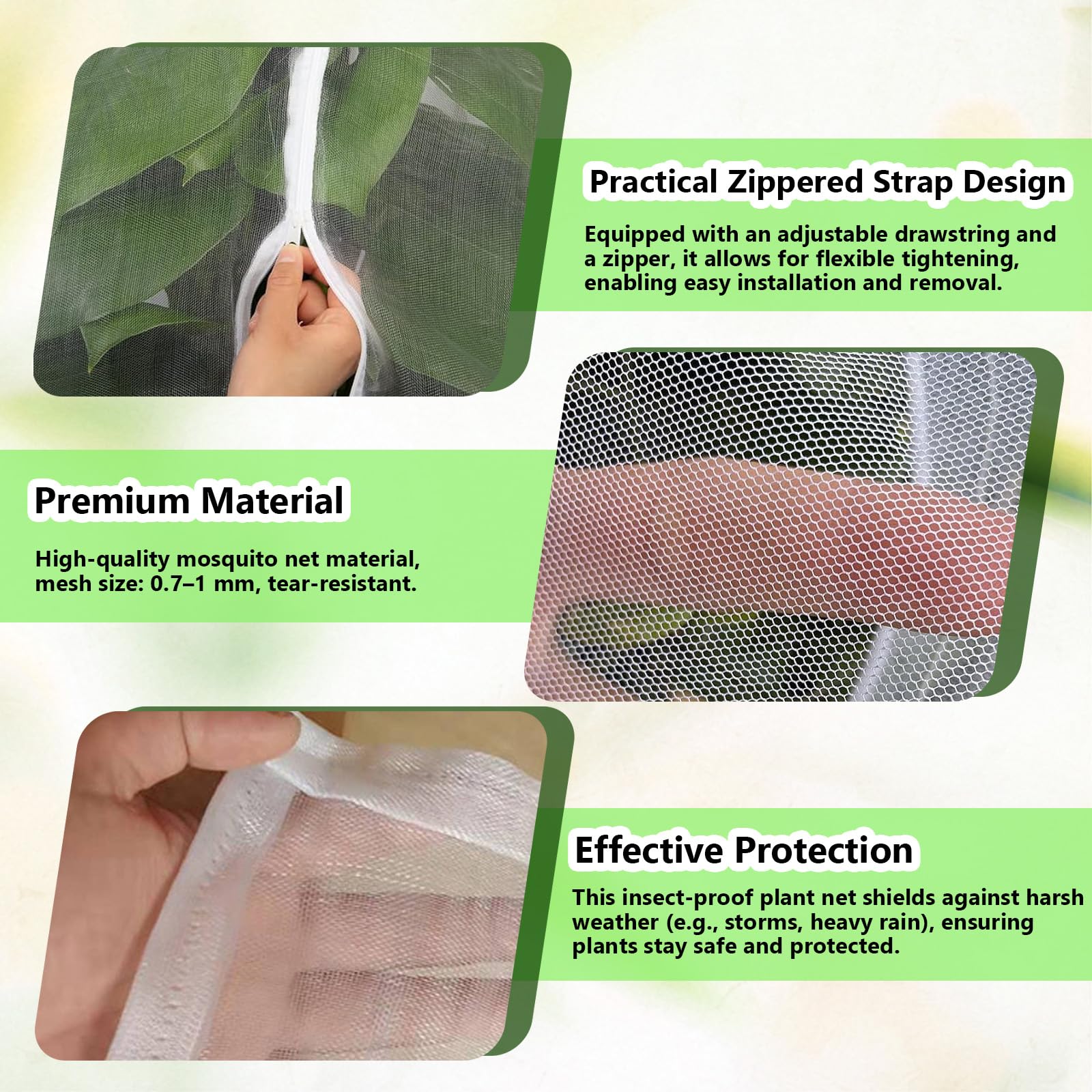 LUMOOM Lot De 2 Filets De Protection Pour Plantes, Insectes, Avec