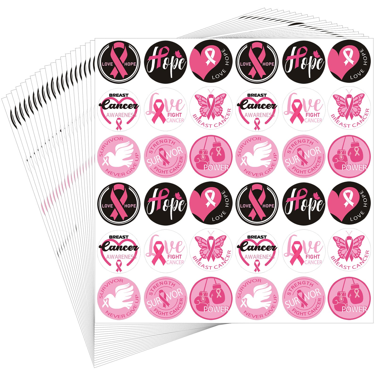 185-Piece Breast Cancer Awareness Stickers - Pink Ribbon Decals For Support & Fundraising Events