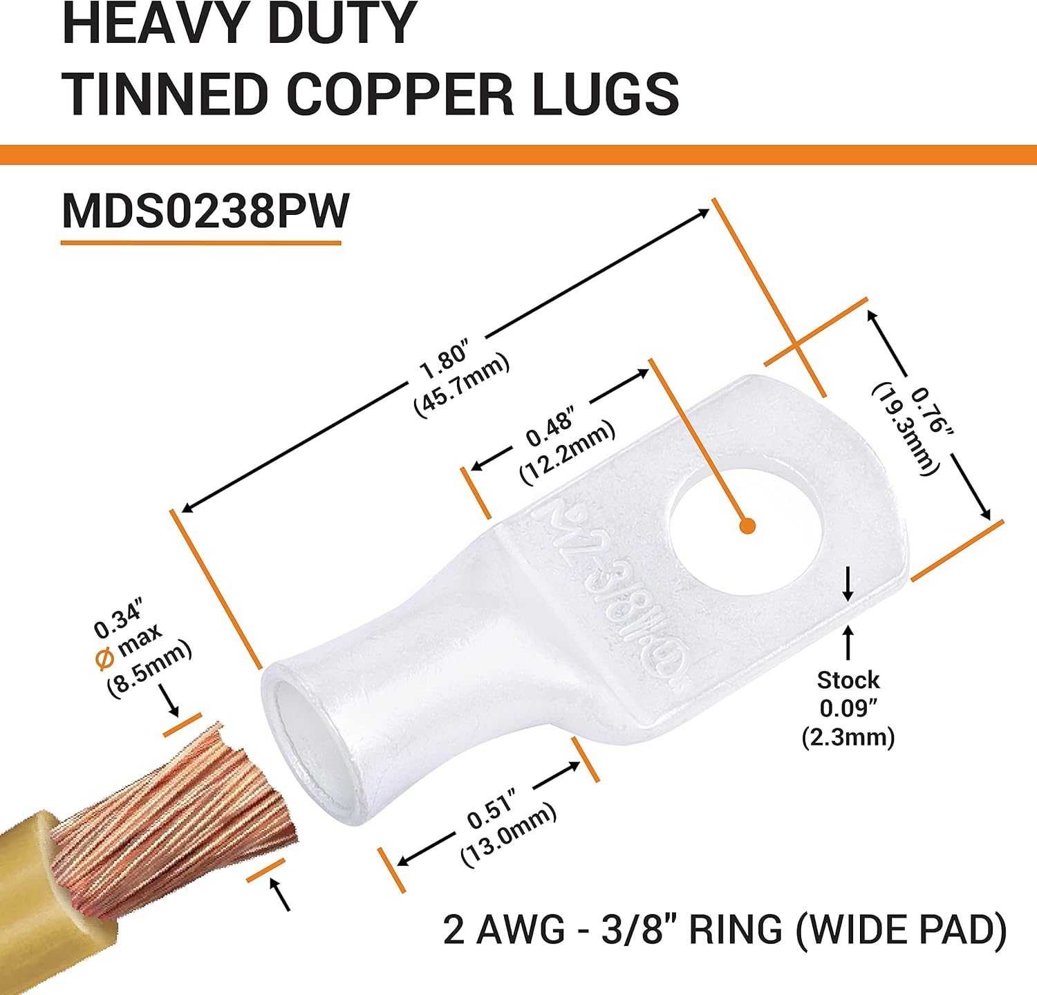 Buy SELTERM 2 AWG 3/8 Stud (Wide Pad) (2 pcs.) UL Marine Grade Battery