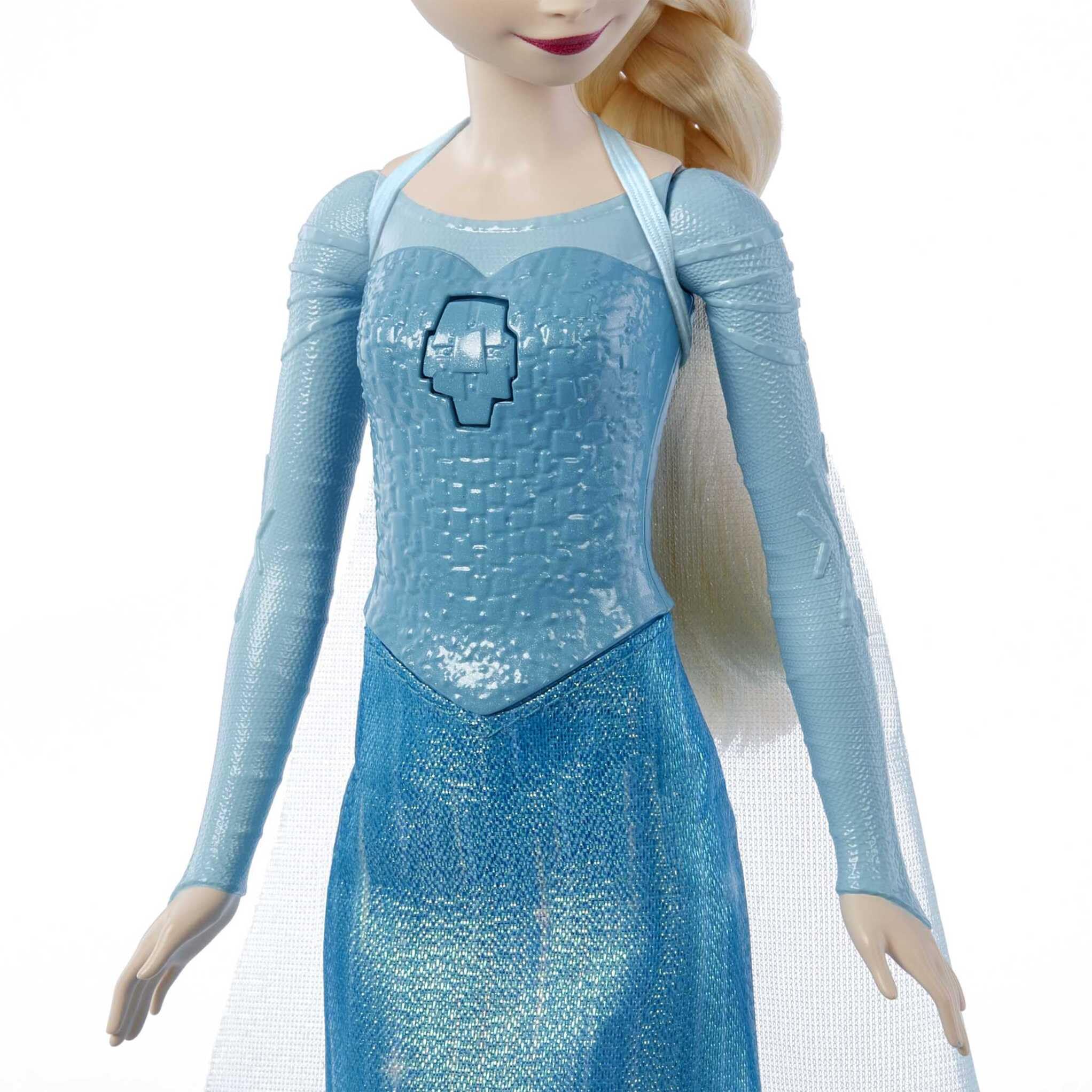 Mattel Juguetes de Disney Frozen Elsa cantarina, muñeca de moda, canta “Let It Go” en 4 idiomas: Inglés, Francés, Portugués, Español; inspirada en la película “Frozen” de Disney, JDX48