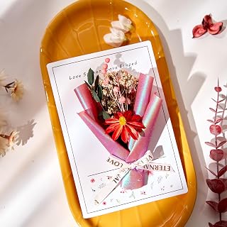 LoveEcho Handmade Dried Red Cosmos Valentine Greeting Card – 5.1" x 7.9" – Perfect for Birthdays, Valentine, Anniversaries, and Thank You, Thinking of You, any Special Occasions, for Women, Wife, Grandma, Daughter, Son, Father, Grandpa
