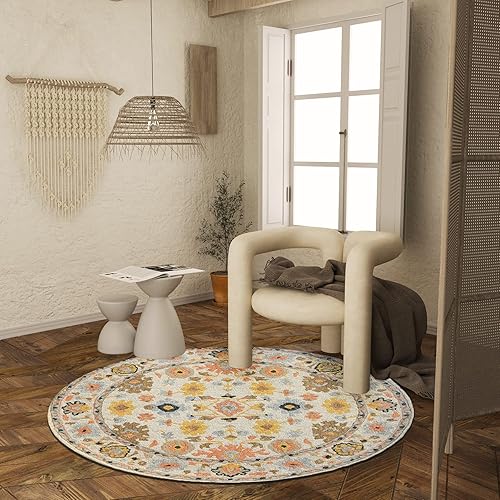 Miniatura 4 de Handicrafts Home Alfombra redonda de lana de 5 x 5 pies hecha a mano  Alfombra redonda de lana bohemia de primera calidad  Alfombra decorativa