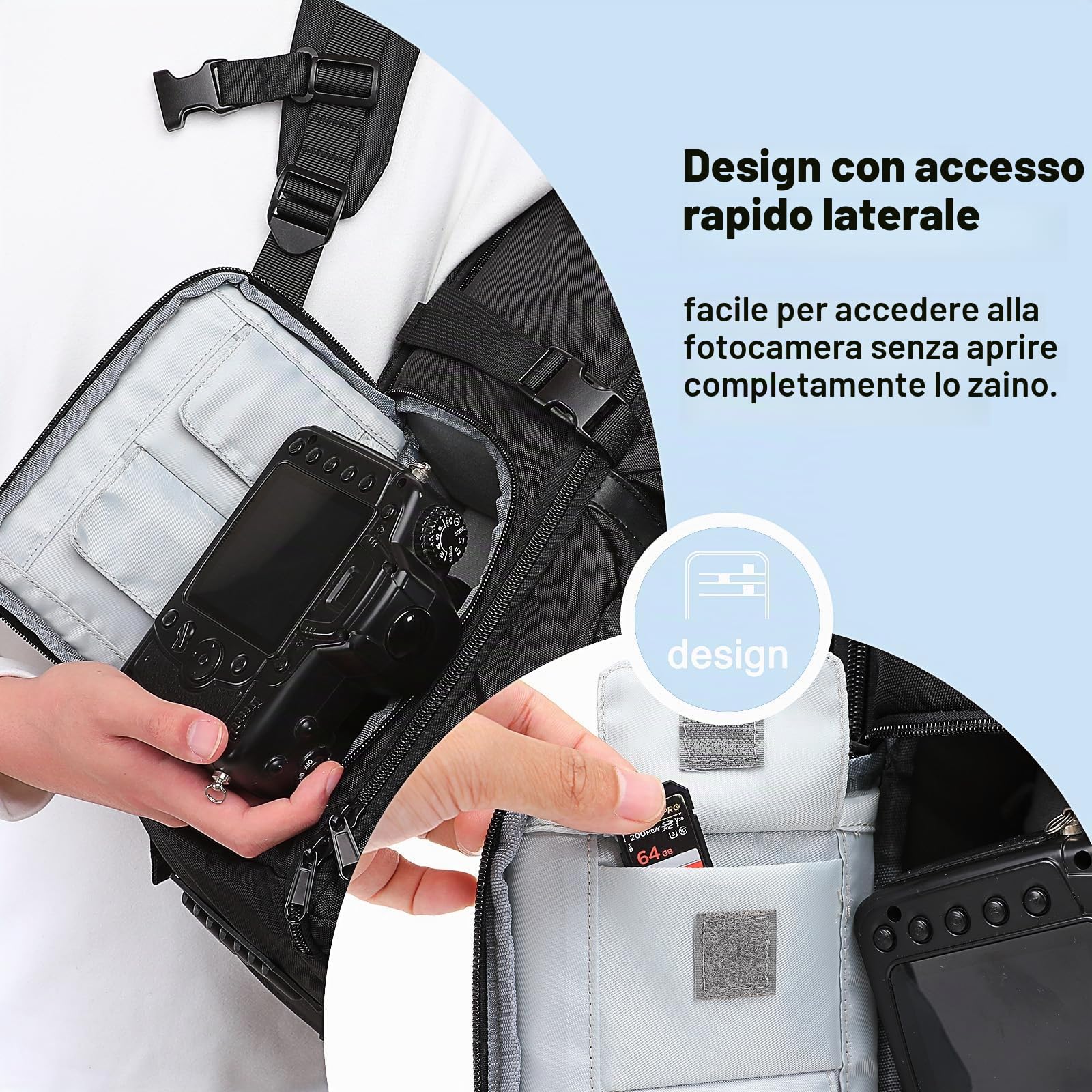 MOSISO Zaino Fotografico,Borsa Viaggio Fotocamera DSLR/SLR/Mirrorless con | Accesso Rapido Laterale E Scomparto Laptop 15-16 pollici&Rain Cover&3 Tasche Anteriori Compatibile con Canon/Nikon/Sony, Nero