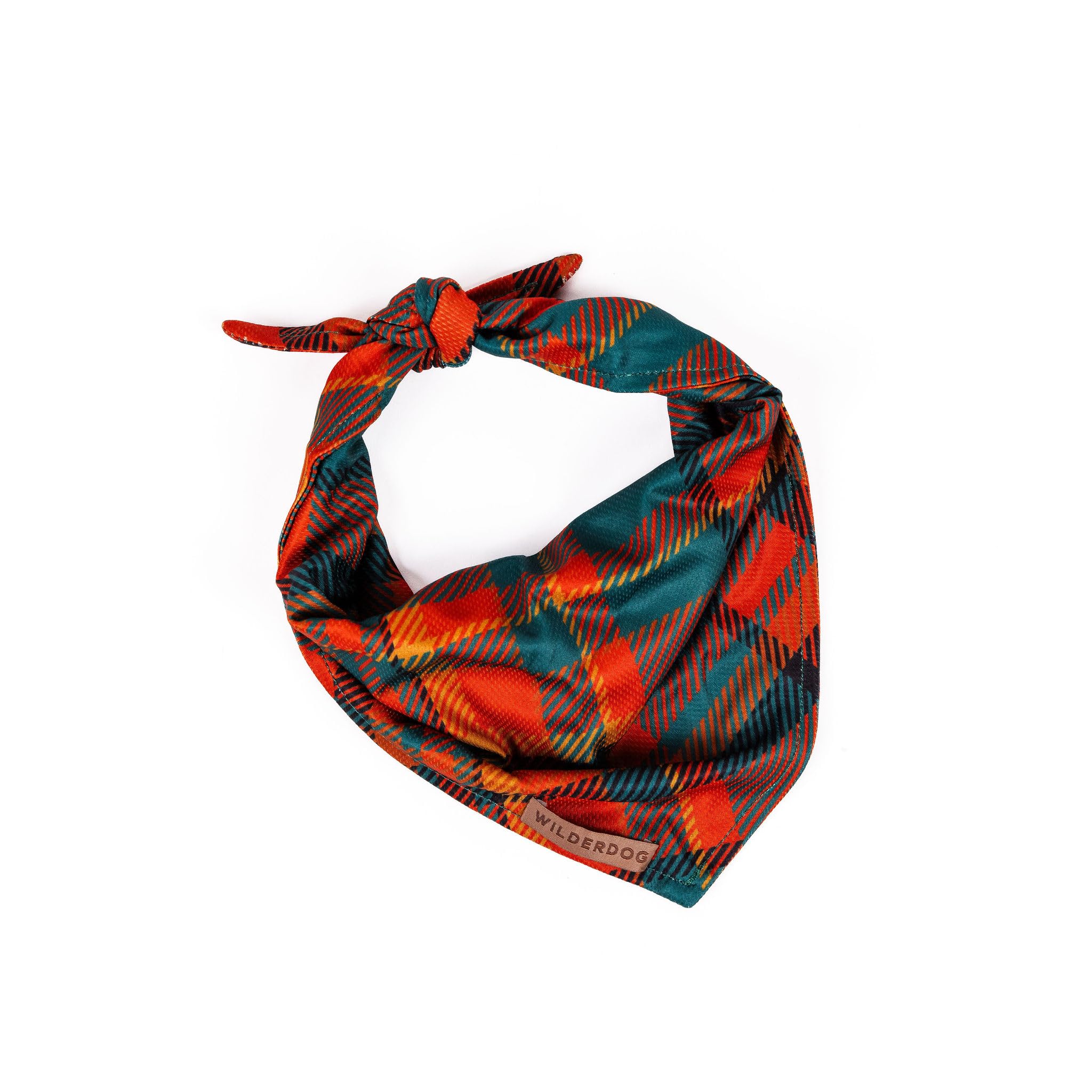Wilderdog Dog Bandana with Lightweight Quick Drying Poly-Blend Mesh Material in Pumpkin Spice Plaid