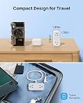 TROND 360° Rotating Flat Plug Power Bar with USB C, 3ft Slim Extension Cord Indoor, 4 Widely Spaced Outlets, 900J Surge Protector, Small Outlet Extender for Home Office Dorm Travel Essentials, White