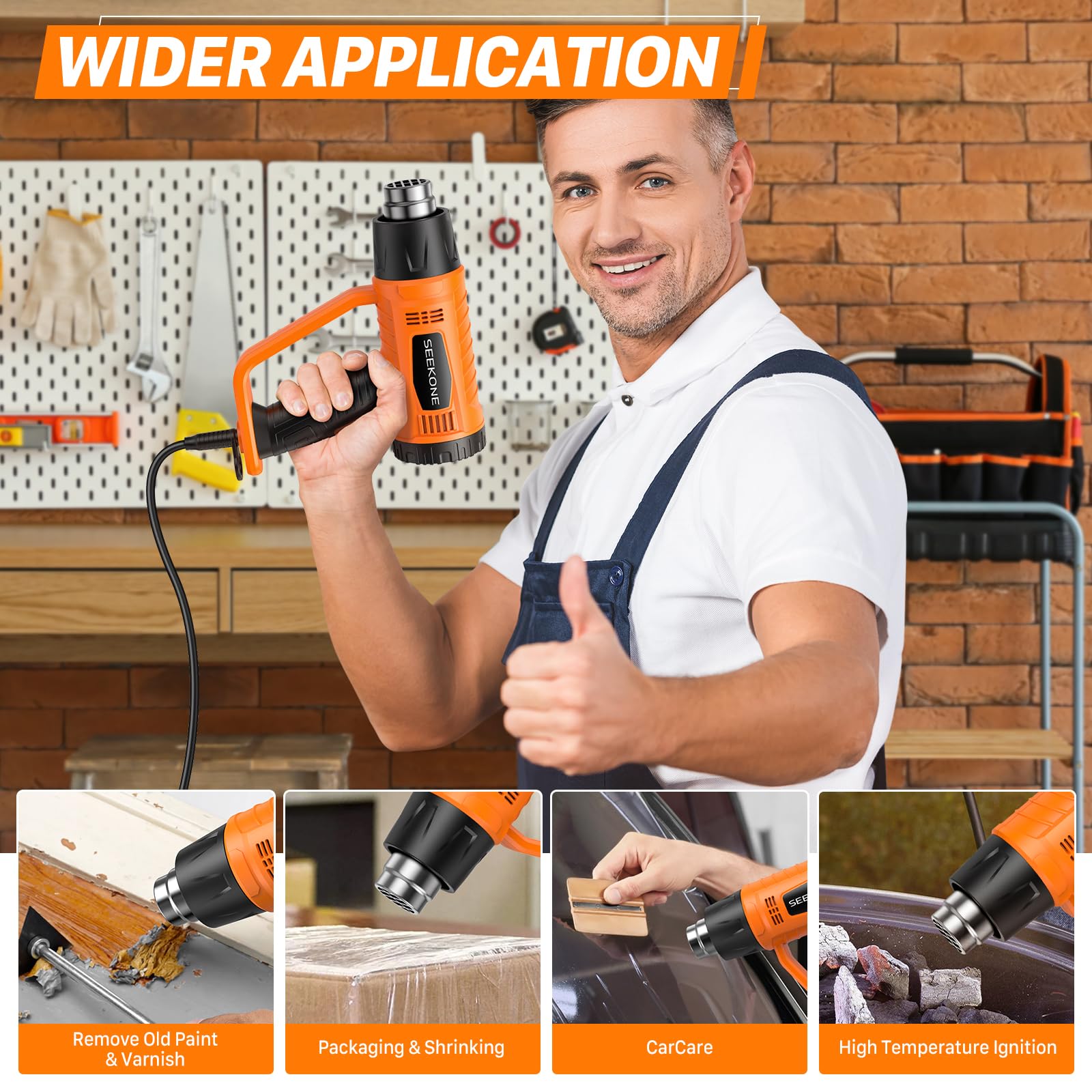 SEEKONE Heat Gun 1800W with 1112℉&752℉ 2 Temperature Settings for Crafting — Amazon image 7