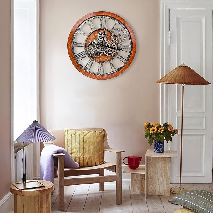 Reloj de Pared Grande Vintage 60 cm con Engranajes en Movimiento The B-Style miniatura 4