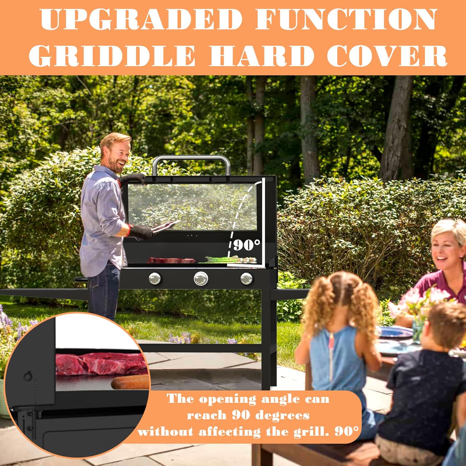 Upgraded Griddle Lid for 36 Inch Blackstone 1825 1984 1554 2151 2122 1841 1565 Gas Griddle, Clear View Hinged Lid Hood Replacement Parts for 36 Inch Blackstone 5004N Griddle Hard Cover Accessories