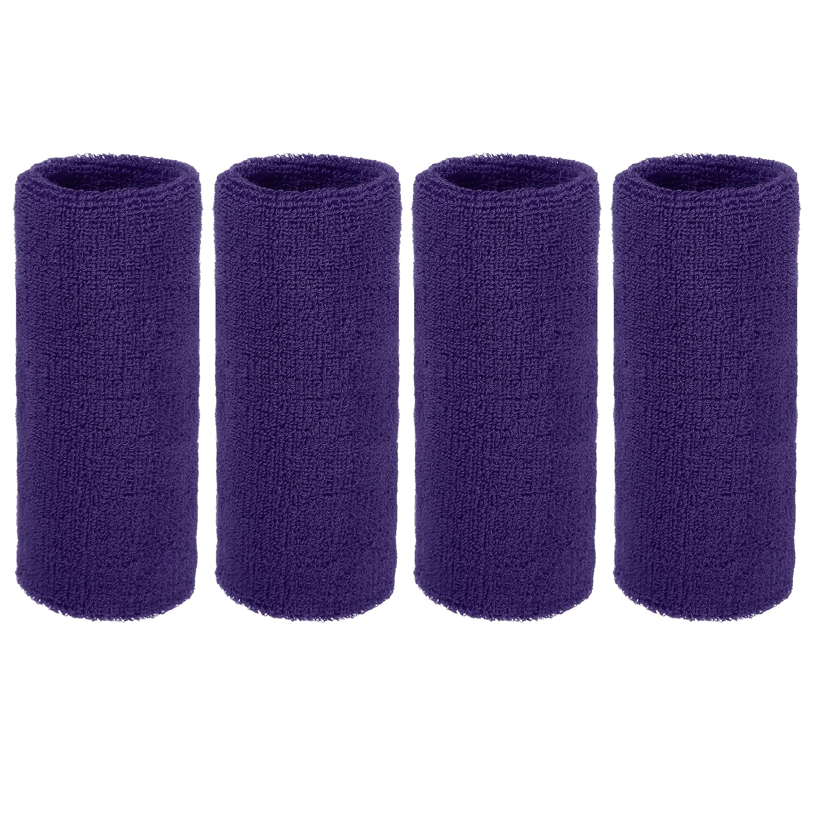 YELARXI Wristbands Sweatbands, Wrist Bands for Sweat Sports Wristbands 6x3 in & 4 Pack & Violet-Fitting for (Tennis/Basketball/Football/Running/Working Out/Men & Women)