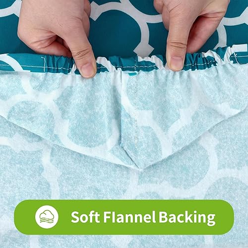 Miniatura 78 de Smiry - Mantel rectangular para mesa de pícnic, impermeable, elástico, ajustable para mesas de 6 pies de vinilo con parte trasera de franela Verde