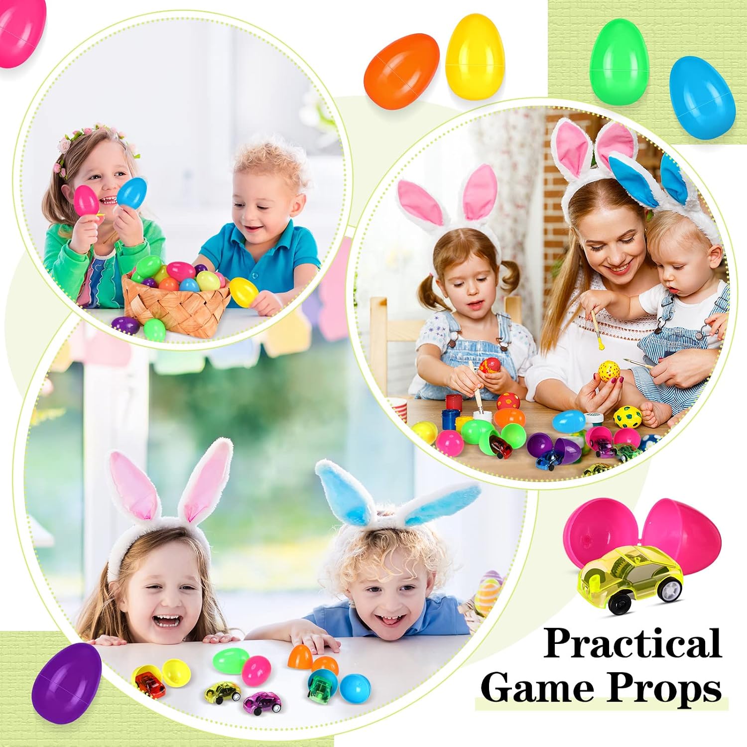 200 Pcs Filled Easter Eggs with Mini Pull Back Cars Include 100 Pcs Mini Pull Back Cars and 100 Pcs Colorful Easter Egg Cars Toy Vehicles for Easter Basket Stuffers Easter Eggs Hunt and Party Favors image 5