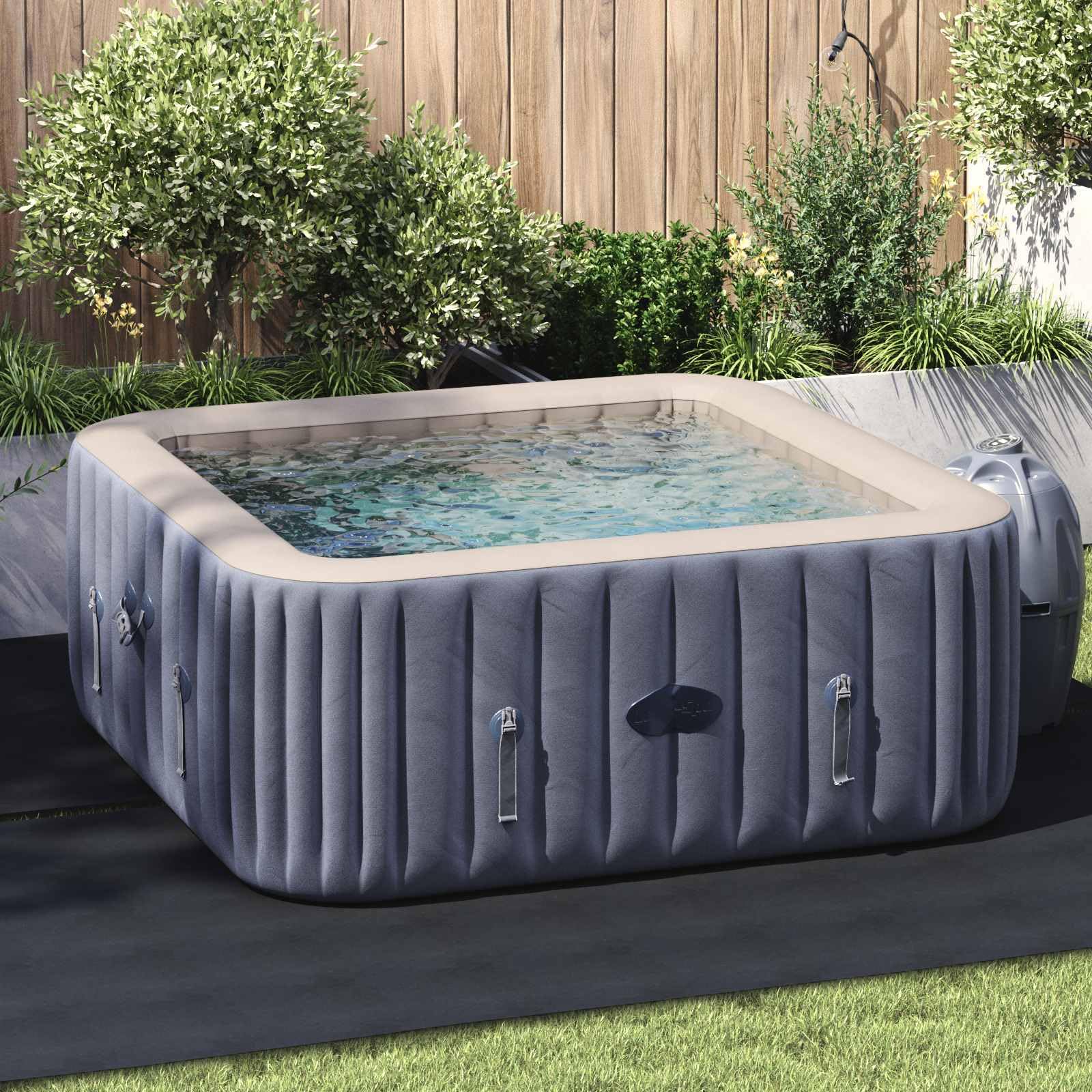 Tapis de Protection pour Piscine 274 x 274 cm Tissu Non tissé résistant extérieur Protection Sol étanché pour Jacuzzi Spa Bassin Saison Estivale