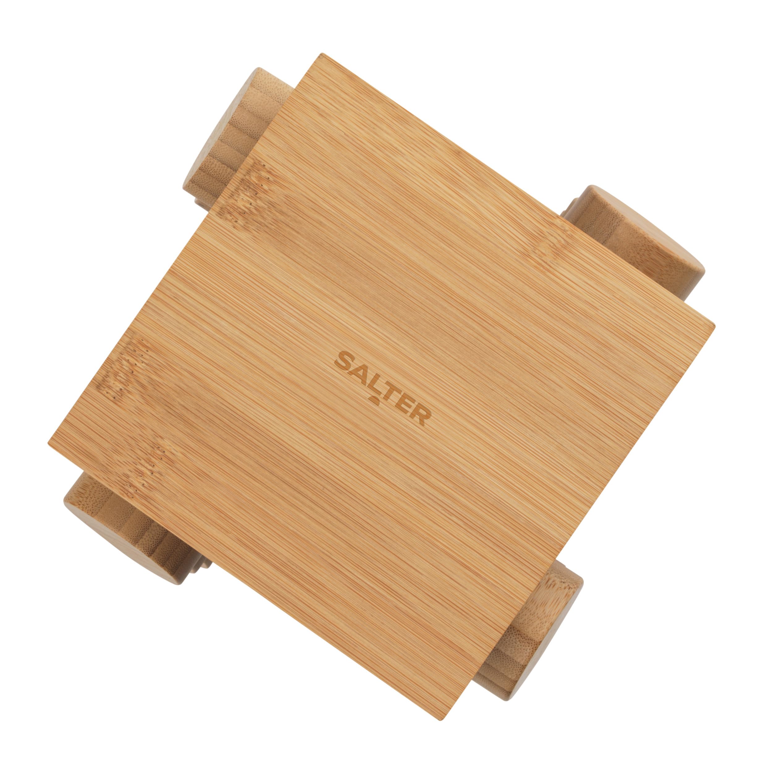 Salter Étagère à épices en bambou - Rotatif, 16 bocaux inclus, couvercles à visser, fraîcheur longue durée, épices et assaisonnements, organiseur d'épices de comptoir, stockage des épices