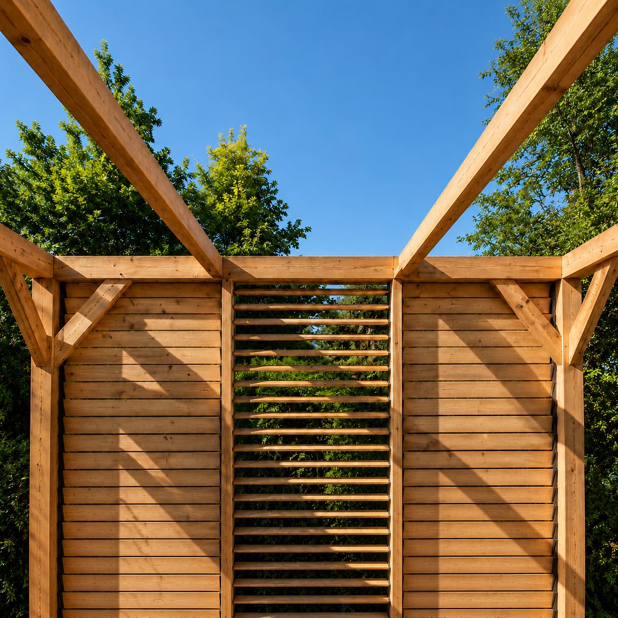 Pergola Bioclimatique 10.57m² Bois Naturel - VT3431V