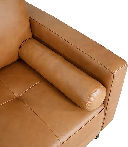 Miniatura 6 de Naomi Home Sofá Marisa de cuero genuino de grano superior  Deléitese con una exquisita opulencia de cuero  Sofá de cuero de mediados de siglo de