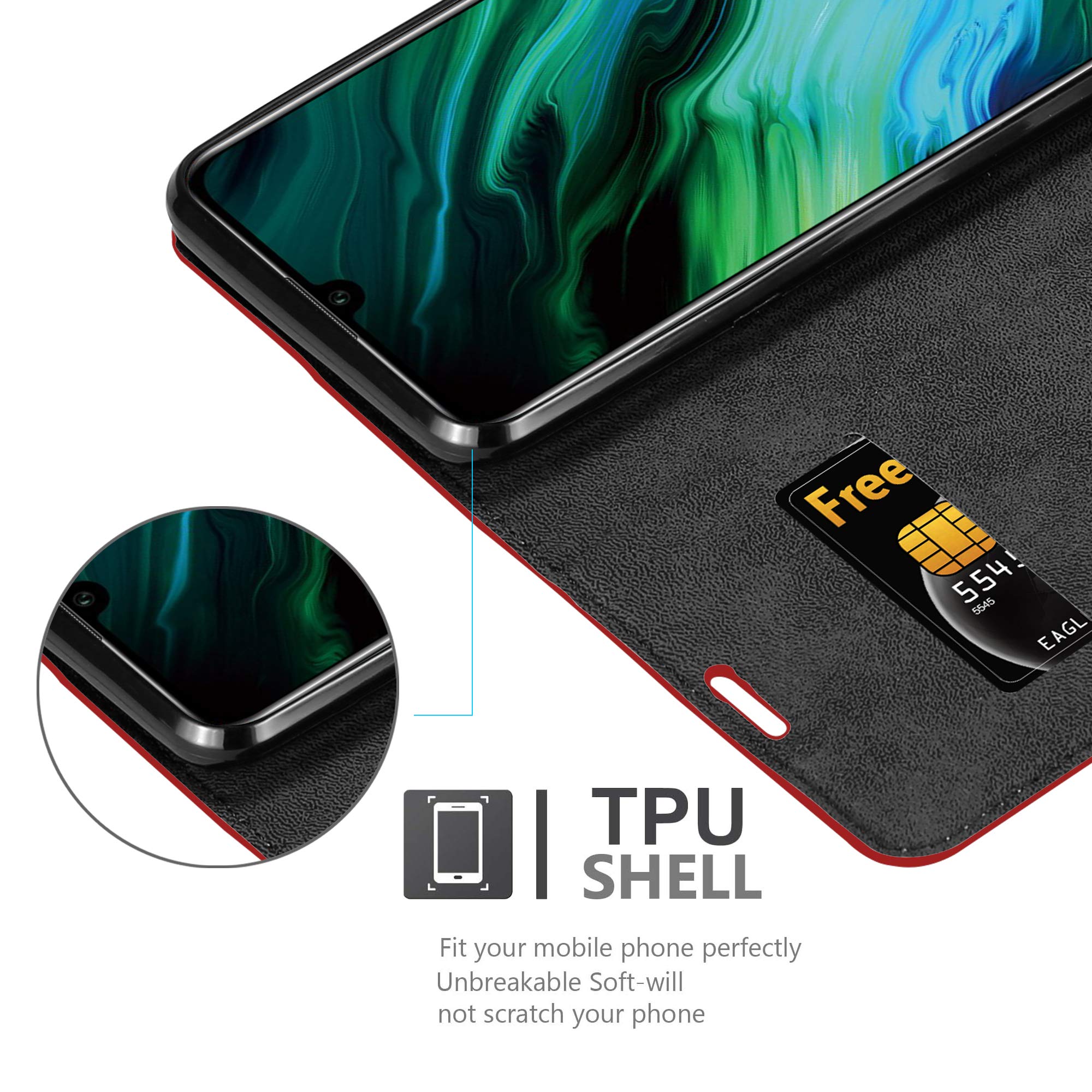 Cadorabo Custodia Libro Portafoglio Per Honor 20 Rossa Con Slot Carte E Supporto