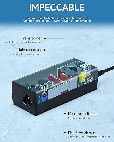 Miniatura 3 de Cargador de 19 V y 65 W para JBL Xtreme 2, Xtreme, Xtreme 2 Special Edition, Boombox; altavoz Bluetooth inalámbrico portátil JBL Extreme (negro,