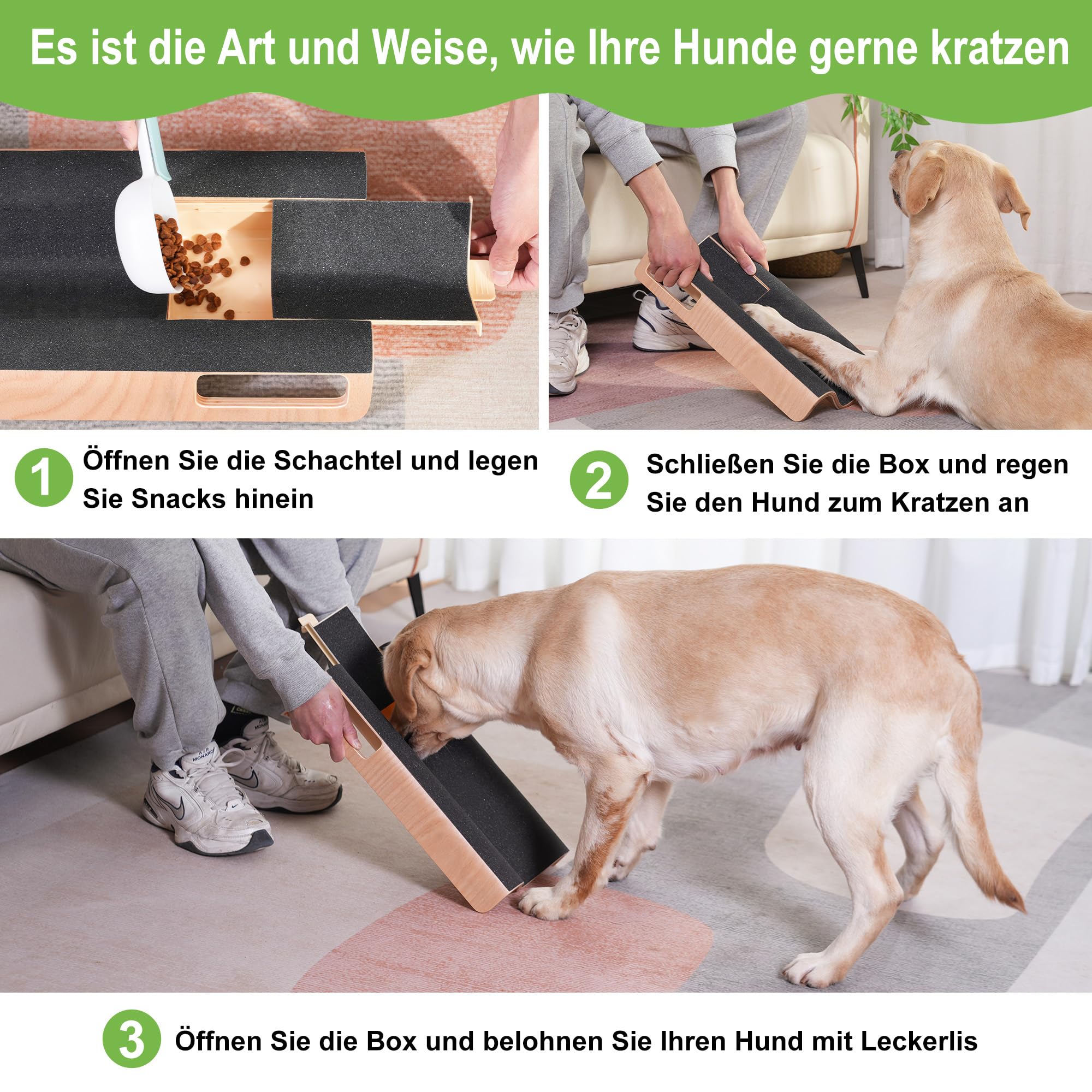 Rascador de uñas en Forma de M para Perros con Caja de premios, Lima de uñas para Perros y facilita el acortamiento de Las uñas Laterales (XL, con Caja de premios)