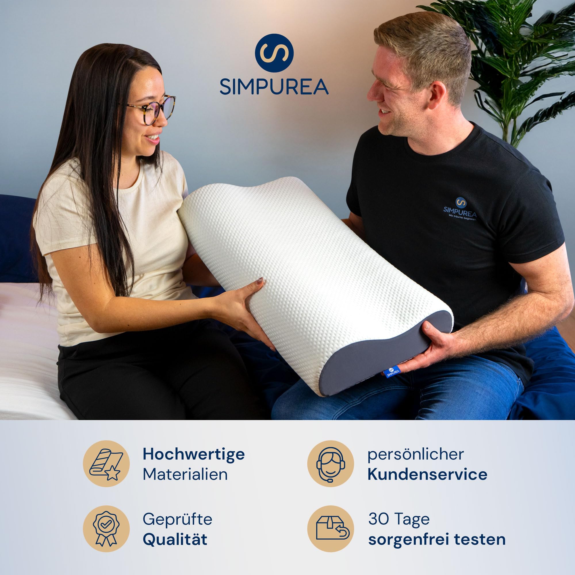 Oreiller orthopédique « Panda » - Oreiller cervical ergonomique avec mousse à mémoire de forme respirante et trous d'aération - Pour les personnes dormant sur le dos, sur le côté et sur le