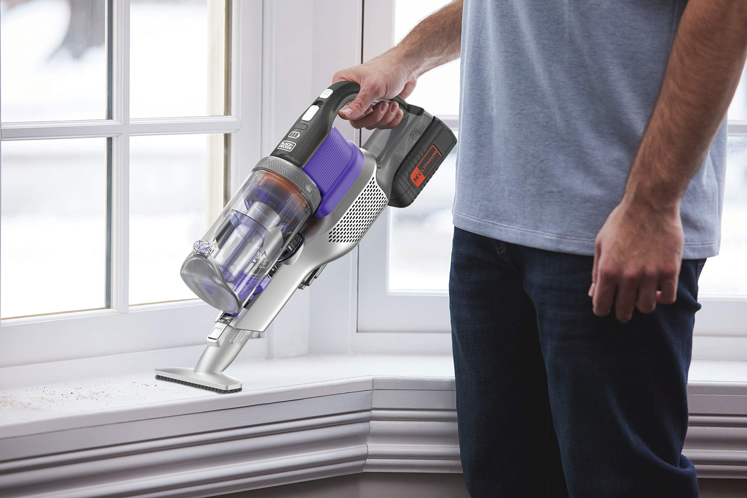 Black+Decker BHFEV362DP-QW Aspirador de Escoba 4en1 Power Series Extreme Especial para Mascotas con batería Externa 36V 2Ah.3 velocidades y 78min de autonomía.