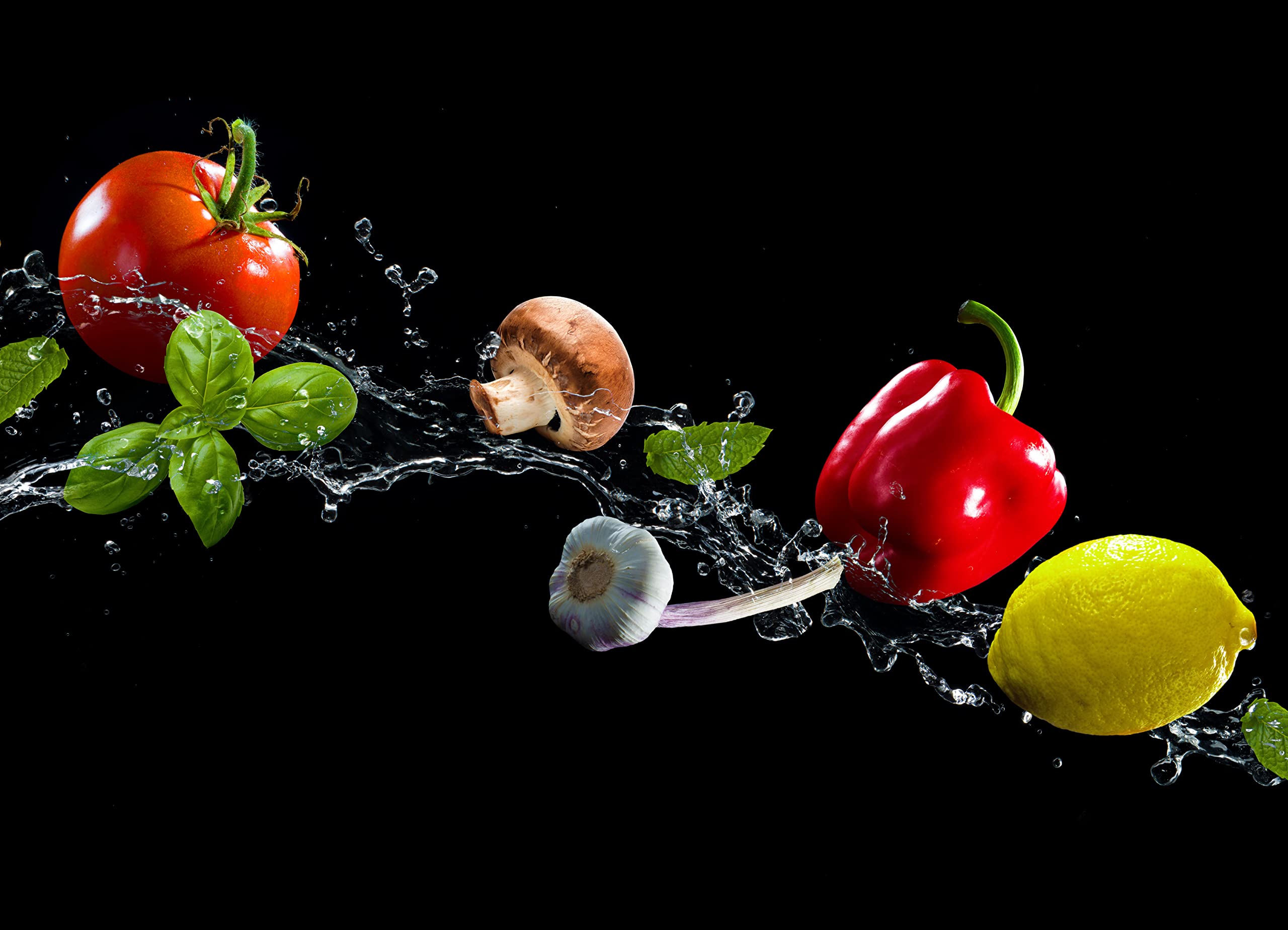 Crédence en verre trempé pour cuisine en verre trempé résistant à la chaleur 6 mm 90 x 65 cm Légumes 2