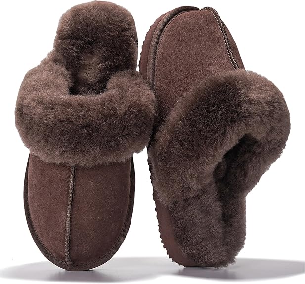 Project Cloud Genuine Leather Slippers for Women Footwear with Real Sheep Wool Lining Womens Clogs & Mule - Non-Slip Indoor/Outdoor Scuff Womens Slippers with Memory Foam Insole (Henka)