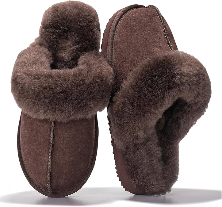 Project Cloud Genuine Leather Slippers for Women Footwear with Real Sheep Wool Lining Womens Clogs & Mule - Non-Slip Indoor/Outdoor Scuff Womens Slippers with Memory Foam Insole (Henka)