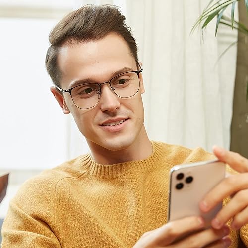 Vista 9 de GUDVUE Lentes de luz azul, para computadorajuegosTVteléfonos para mujereshombres, antirreflejosUV400fatiga ocular, color negro brillante Pro