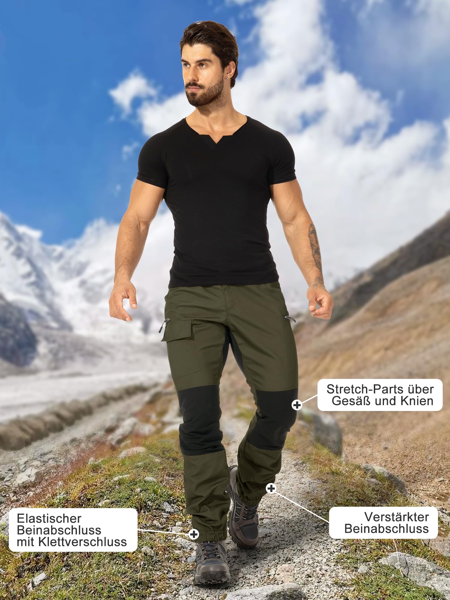 yeyity Wanderhose Herren Outdoor Hosen Robust Atmungsaktiv Langlebig Taktische Hose Arbeitshosen Männer zum Outdoor-Aktivitäten und Außenarbeiten