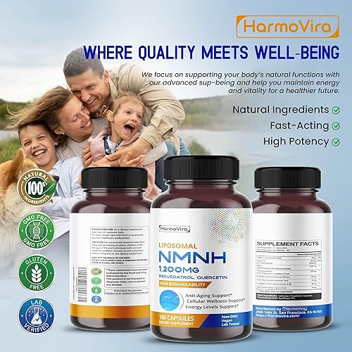 Miniatura 8 de NMNH liposomal 1,200 mg con resveratrol, quercetina, vitamina C y D3 180 cápsulas Vegano, sin OMG