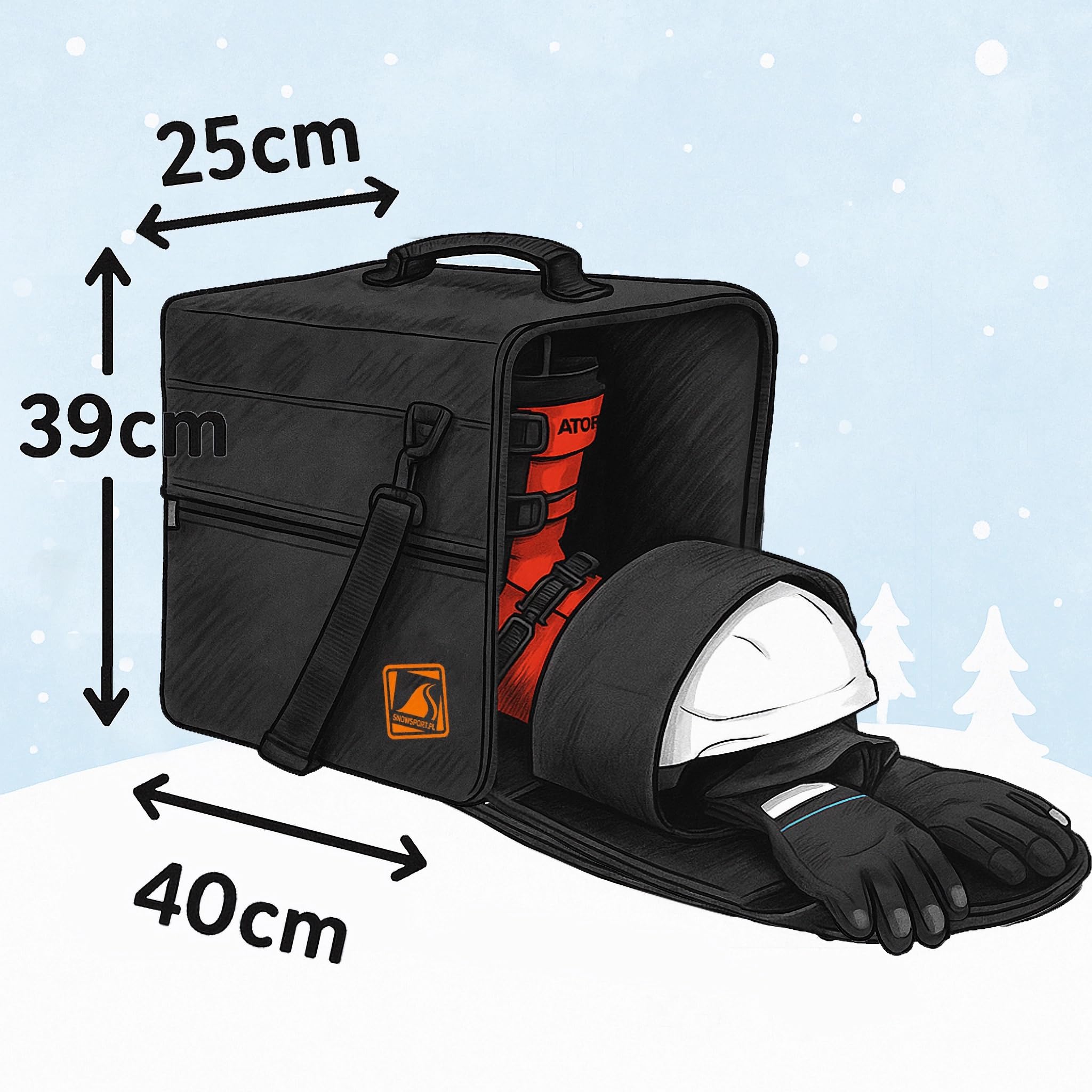 Pokrowiec na buty, kask i akcesoria, torba na buty narciarskie z kieszenią na kask, buty snowboardowe, łyżworolki, buty narciarskie, buty snowboardowe, torba na buty, torba na łódkę i kask